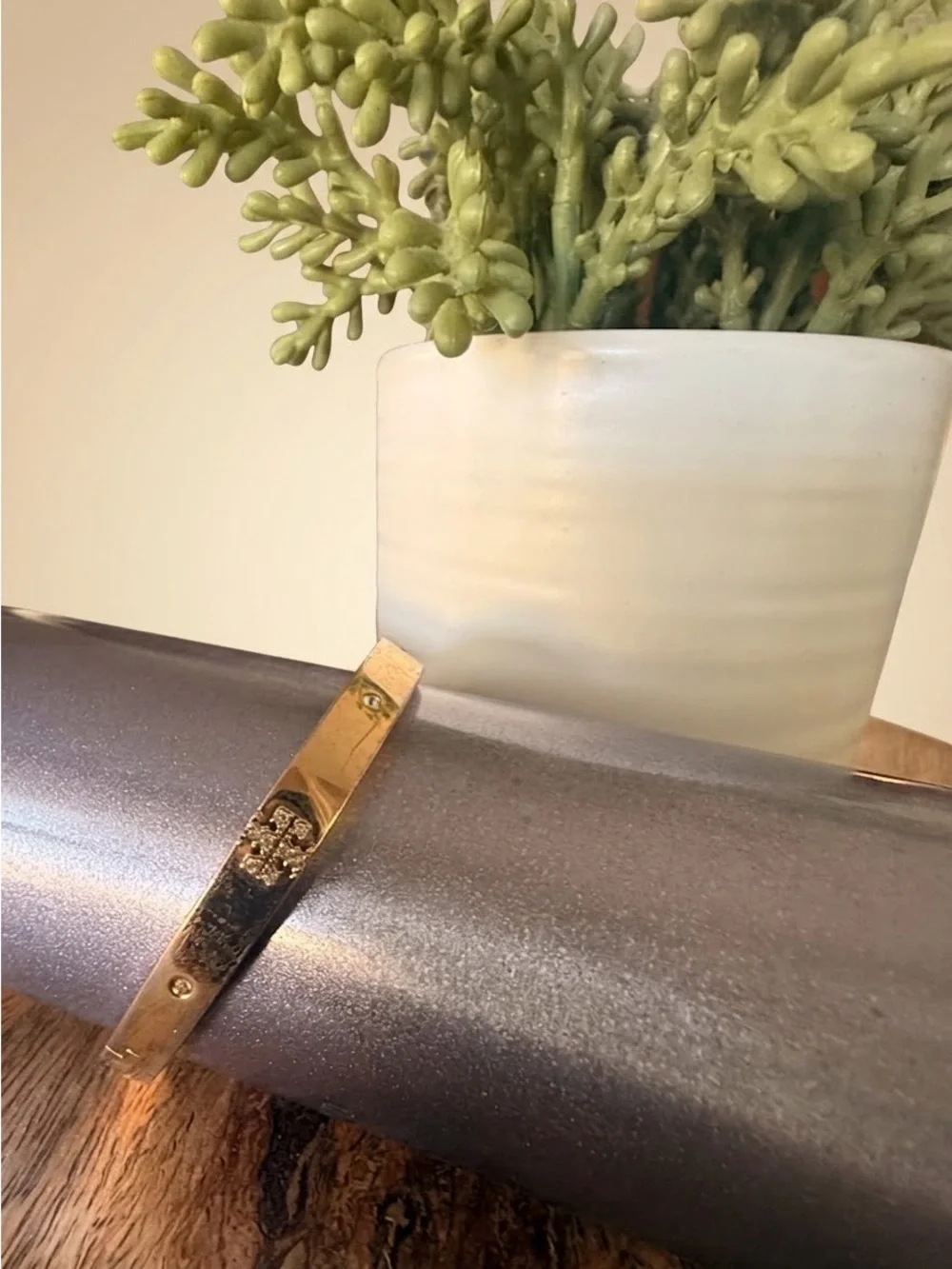 Tory Burch Gold Crystal Cross Bangle Bracelet